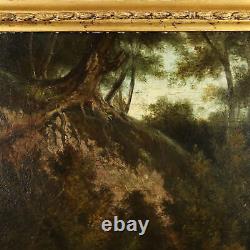 Old Painting with Landscape Oil on Canvas 19th Century