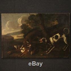 Old Paintings Oil On Canvas 18th Century Hunting Scene Landscape