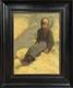 Old Paintings, Young Peasant Woman Sitting At The Water&rsquo;s Edge, Circa 1900