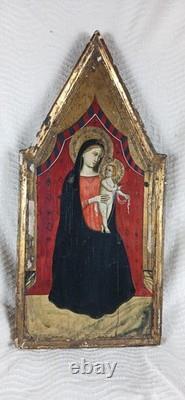 Old Panel Virgin and Child Jesus Religious Painting Renaissance Altarpiece