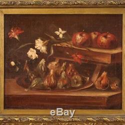 Old Picture Frame Still Life Oil Painting On Canvas 700 18th Century