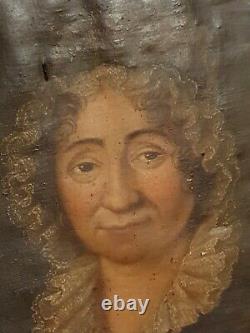 Old Portrait Of A Woman, Oil On Canvas, Late 18th Century, Gilded Frame