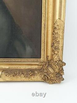 Old Portrait Of Young Girl, Oil On Canvas 19th Century, Superb Golden Frame