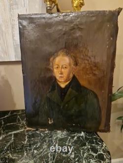 Old Portrait Oil on Canvas Representing a Man 19th Century S