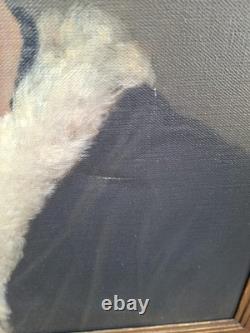 Old Portrait Oil on Canvas Woman Signed C. Brillon Oil Painting 73x62 cm