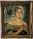 Old Portrait Painting Oil By Victor Marec 1862-1920 Woman Holding A Rose