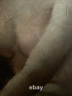 Old Portrait Painting of a Female Nude Woman 19 Impressionist Oil on Canvas