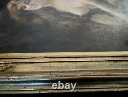 Old Portrait Painting of a Female Nude Woman 19 Impressionist Oil on Canvas