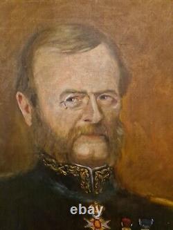 'Old Portrait of General: Oil on Canvas, Late 19th Century'