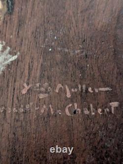 Old Portrait of a Woman Signed by Yves Edgar Muller Oil on Wood Panel 16x22 cm