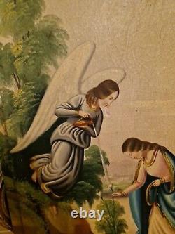 Old Religious Painting Oil on Canvas 19th Century