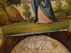 Old Religious Painting Oil on Canvas 19th Century