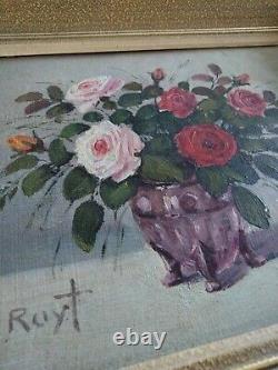 Old Signed Painting, Flower Bouquet, Oil on Canvas