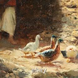 Old Signed Painting by Domenico Pennacchini, Oil on Panel, 1800s Original