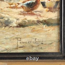 Old Signed Painting by Domenico Pennacchini, Oil on Panel, 1800s Original