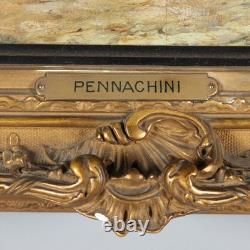 Old Signed Painting by Domenico Pennacchini, Oil on Panel, 1800s Original