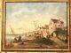 Old Small Maritime Painting 19th Century / Oil On Canvas With Gilded Frame