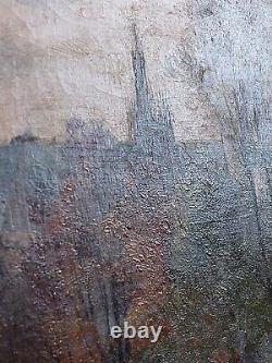 Old Table Hst Clocher Church Landscape Urban Xixth Signature To Be Identified