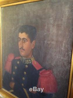 Old Table Nineteenth Portrait Young Military Oil On Canvas 19th