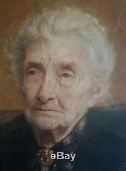 Old Table Oil On Canvas Elegant Old Woman Sitting Late Nineteenth Early Twentieth