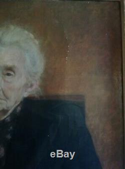 Old Table Oil On Canvas Elegant Old Woman Sitting Late Nineteenth Early Twentieth