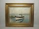 Old Table Oil On Canvas Marcel Hue Marine Port Boats Hst Xx Th