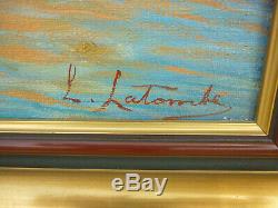 Old Table Oil On Canvas Marine Landscape South Port Marine Boat Signature