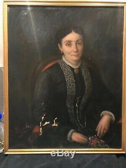 Old Table, Oil On Canvas, Painting Portrait Of A Lady, Xix, Signs