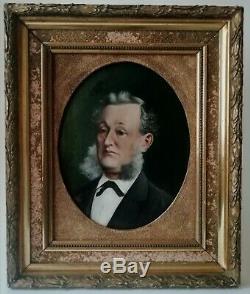 Old Table Oil On Canvas Portrait Of A Man Elegant Nineteenth Unsigned