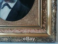 Old Table Oil On Canvas Portrait Of A Man Elegant Nineteenth Unsigned