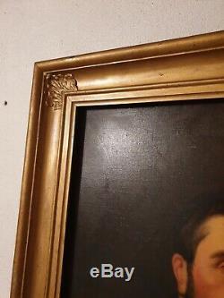 Old Table, Oil On Canvas, Portrait Of Man, Xix, Painting, Frame Empire