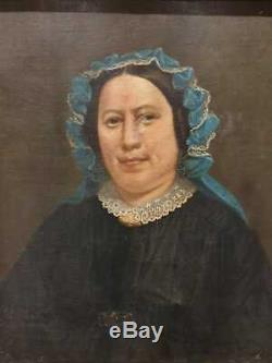 Old Table Oil On Canvas Portrait Of Woman Painting Portrait, XIX