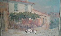 Old Table Oil On Canvas Street Pierre-paul Saint Tropez Emiot 19th