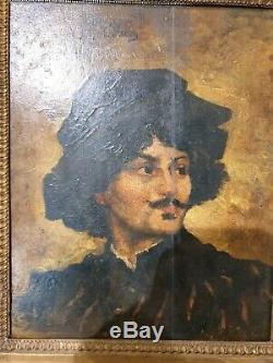 Old Table, Oil On Panel, Portrait Of Man, Xix, Painting, Frame Empire