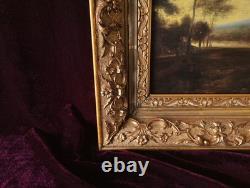 Old Table Oil Painting Flemish School of Barbizon 17th 18th Gilded Frame