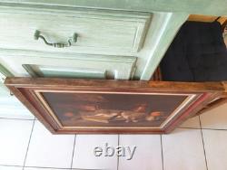 Old Table Oil Painting French School Rabbit Hare Fruit Baroque 19th Century