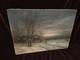 Old Table Oil Painting Hst Snow Mountain Flemish School Of Barbizon 19th Century