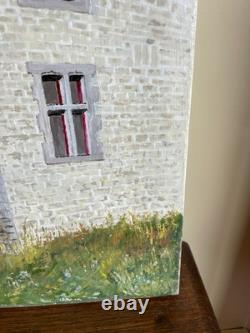 Old Table Oil on Canvas to Decipher (Early 20th Century) Castle 46x55cm