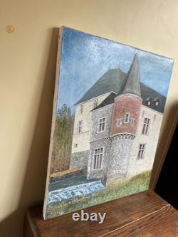 Old Table Oil on Canvas to Decipher (Early 20th Century) Castle 46x55cm