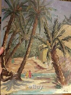 Old Table Orientalist Oil On Panel 1950 Costal Old Jl Painting