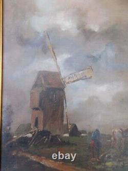 Old Table Painting Oil on Canvas Mill Farmer Flanders Paul Flaubert