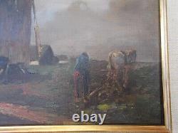 Old Table Painting Oil on Canvas Mill Farmer Flanders Paul Flaubert