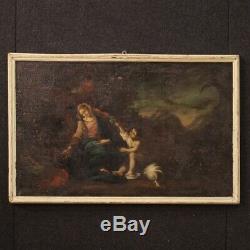 Old Table Religious Biblical Oil Painting On Canvas 700 18th Century