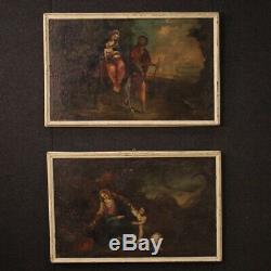 Old Table Religious Biblical Oil Painting On Canvas 700 18th Century