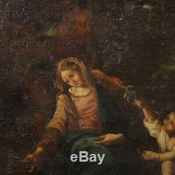 Old Table Religious Biblical Oil Painting On Canvas 700 18th Century