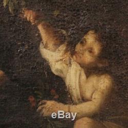 Old Table Religious Biblical Oil Painting On Canvas 700 18th Century