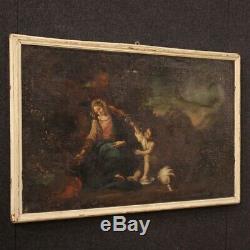 Old Table Religious Biblical Oil Painting On Canvas 700 18th Century