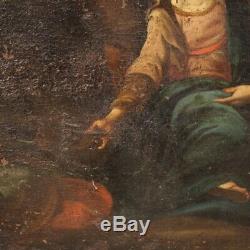 Old Table Religious Biblical Oil Painting On Canvas 700 18th Century