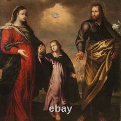 Old Table Religious Oil Painting Holy Family 18th Century