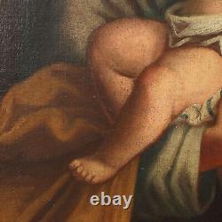 Old Table with Sacred Subject Oil on Canvas 17th-18th Century